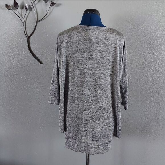 Joseph Ribkoff Layered V-Neck Tunic Top Sz 8 Silver Gray 3/4 Sleeve - Picture 3 of 10